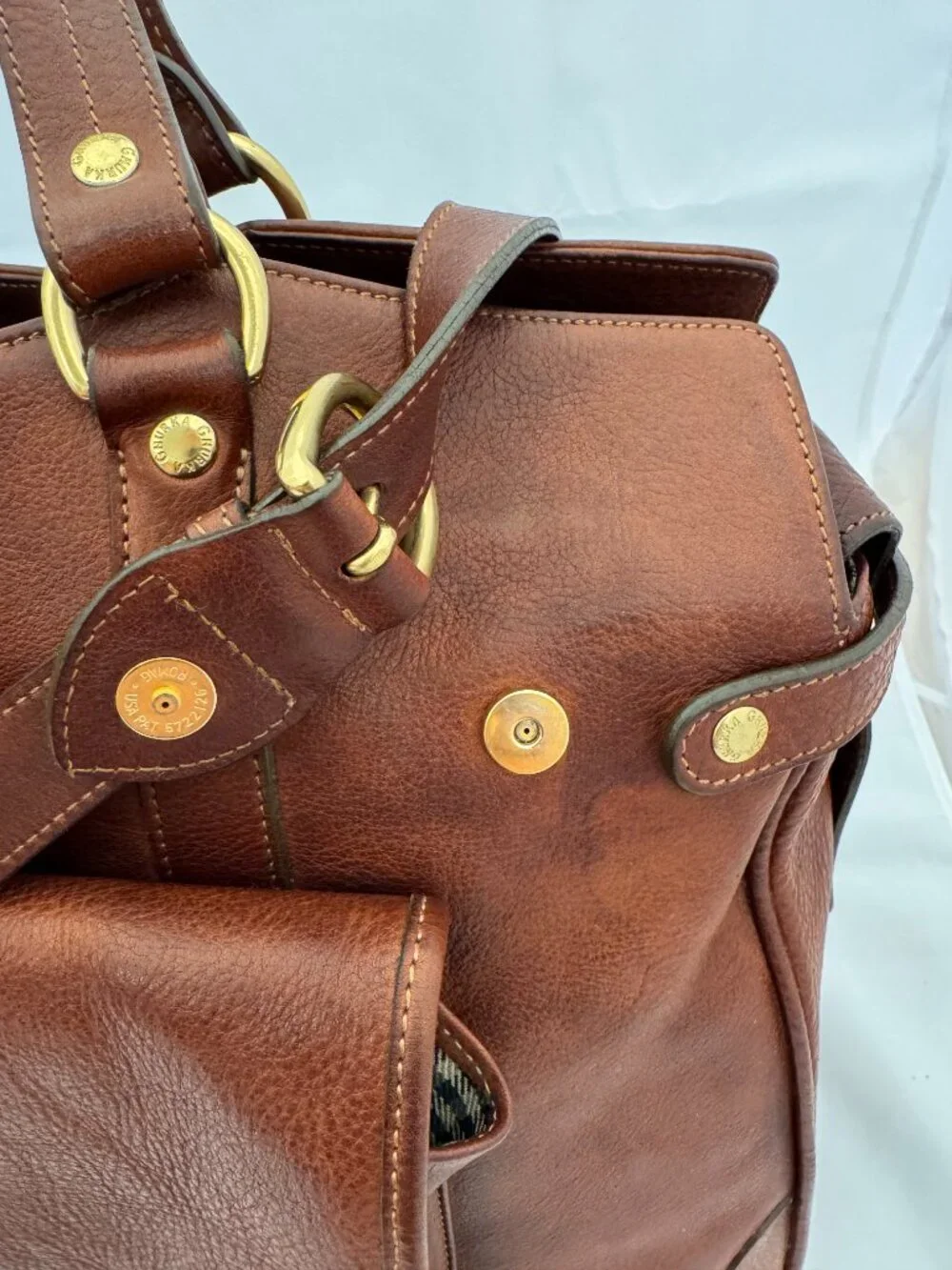 Ghurka Wellesley No. 249  Vintage Chestnut Leather Weekender Travel Bag